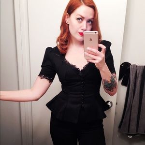 Pinup Girl Clothing Lilith Vintage Goth Peplum Top